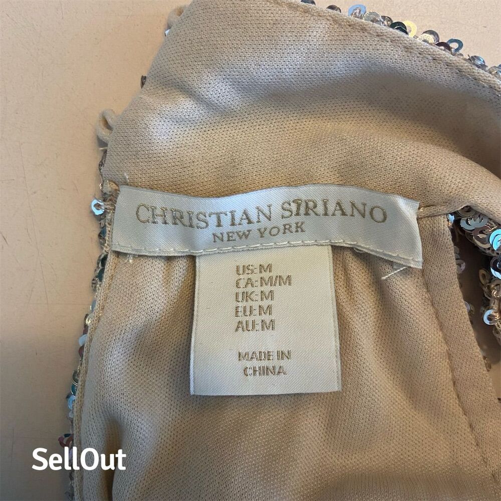 Christian Siriano NY Women's Silver Sequin Halter Tank Top Size M - Picture 2 of 4